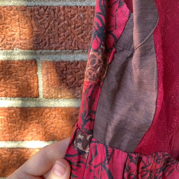 Free People High Low Red Floral Open Back Dress Size Small - Picture 7 of 11